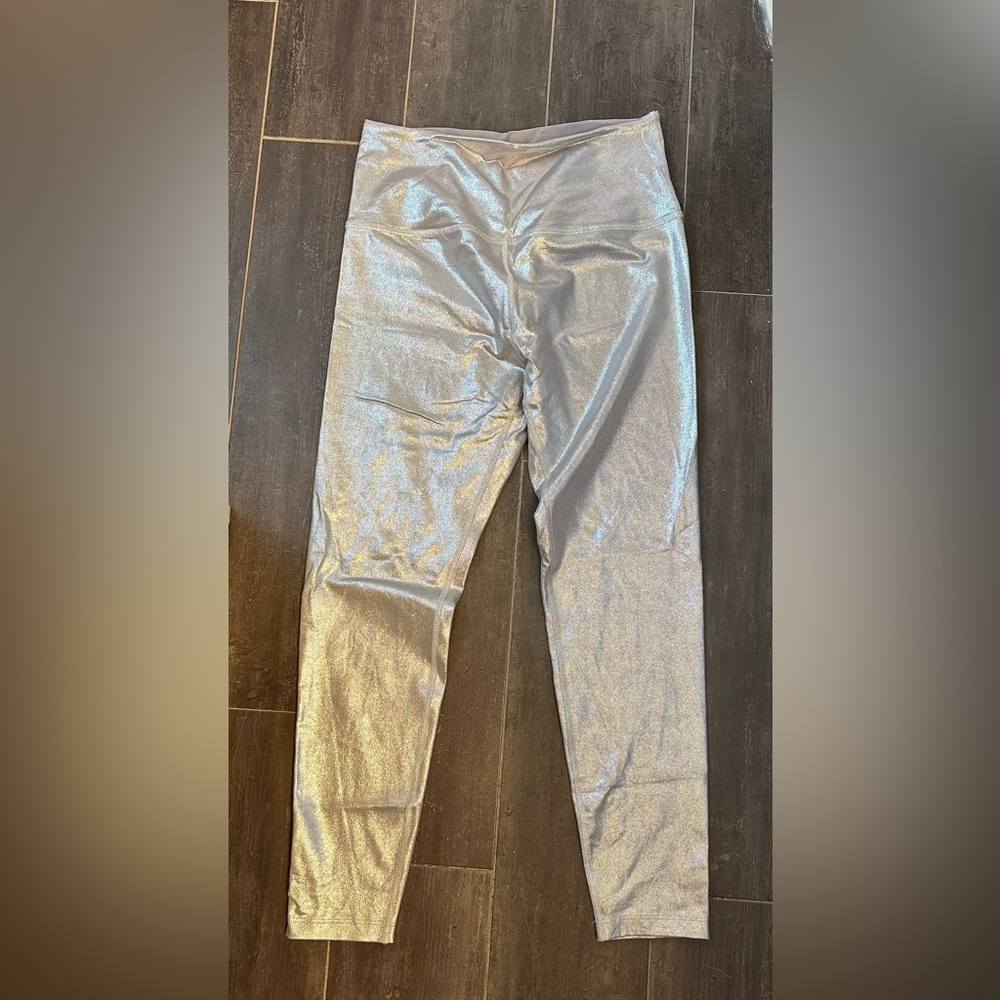 Beyond Yoga Silver Leggings with Metallic Sheen